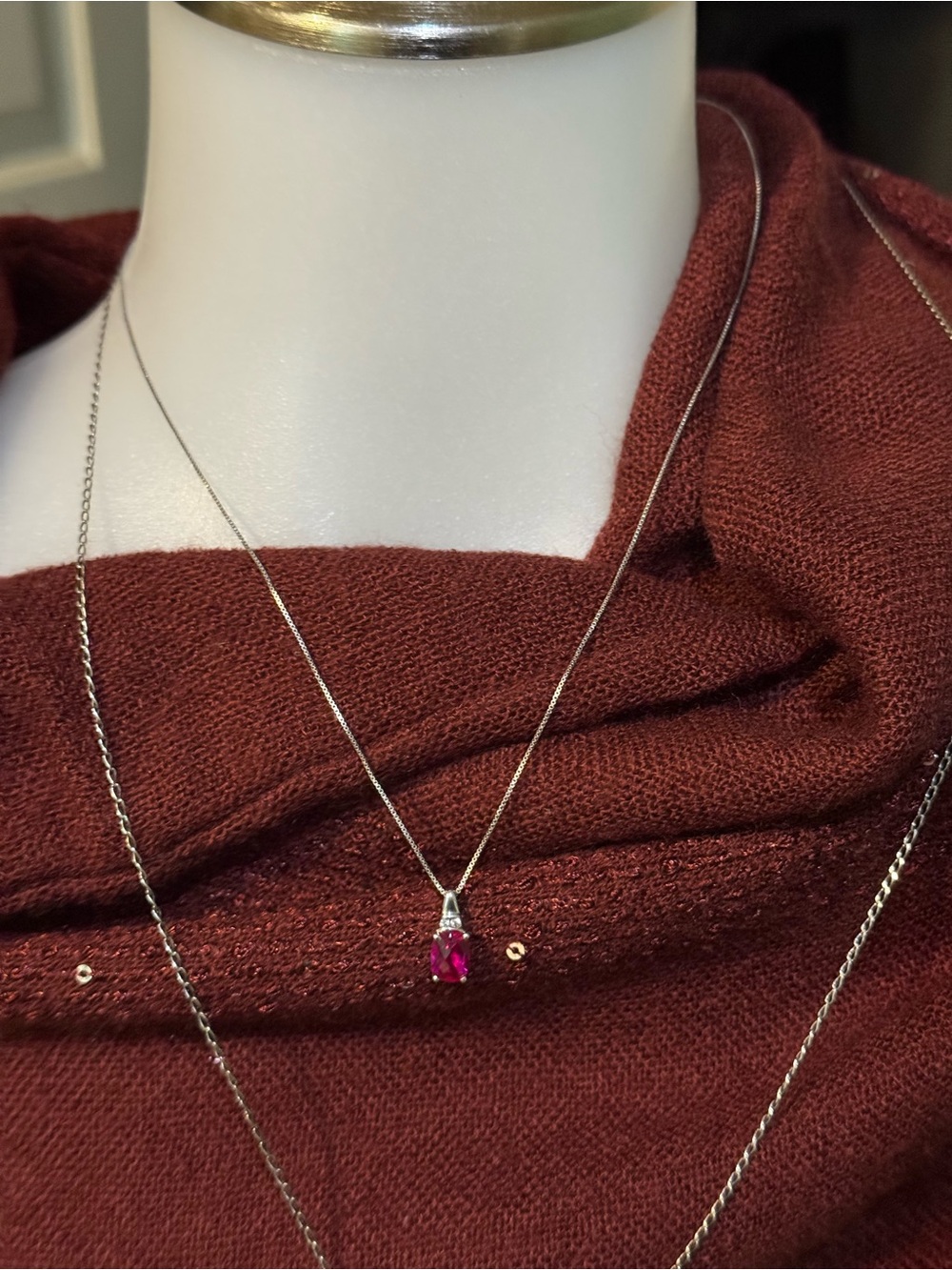 Sterling Silver Pink Pendant Necklace - Elegant Women’s Jewelry